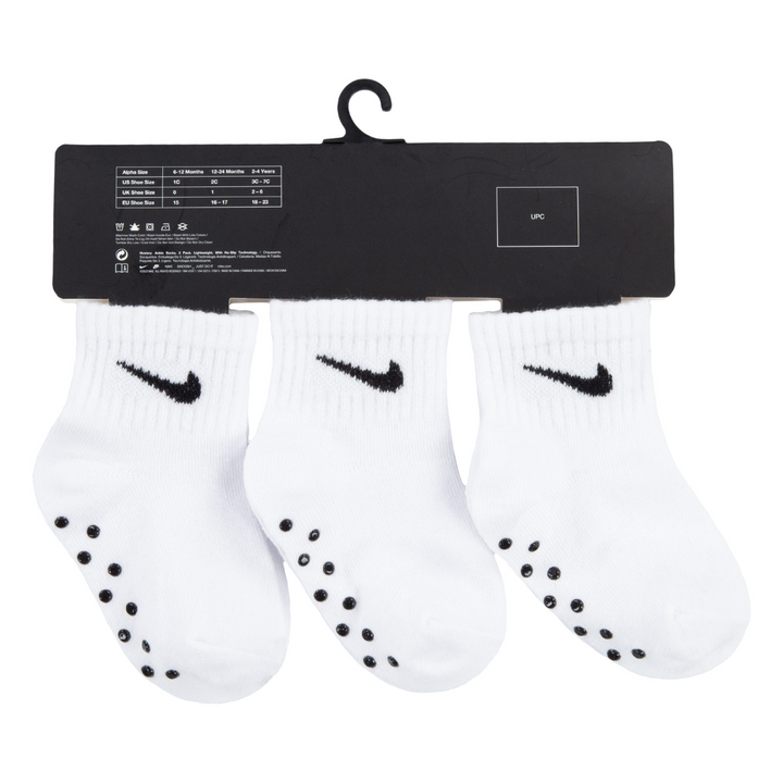 Nike 3-Pack Core Swoosh Gripper Ankle Socks White/Black (Infant)