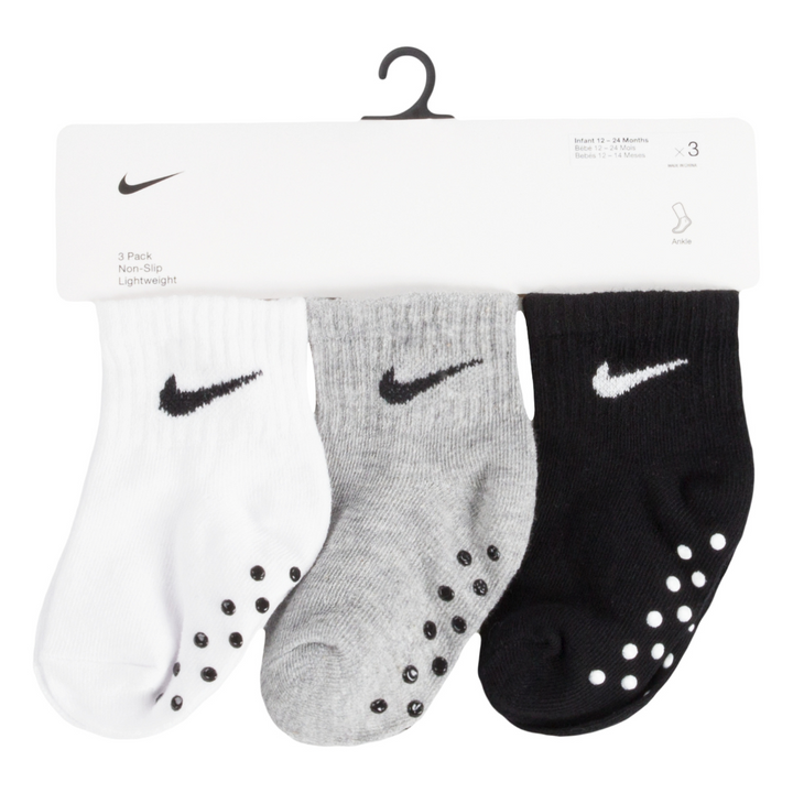 Nike Core Swoosh 3-Pack Gripper Quarter Socks (Infant)