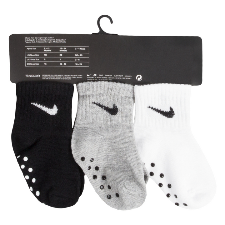 Nike Core Swoosh 3-Pack Gripper Quarter Socks (Infant)