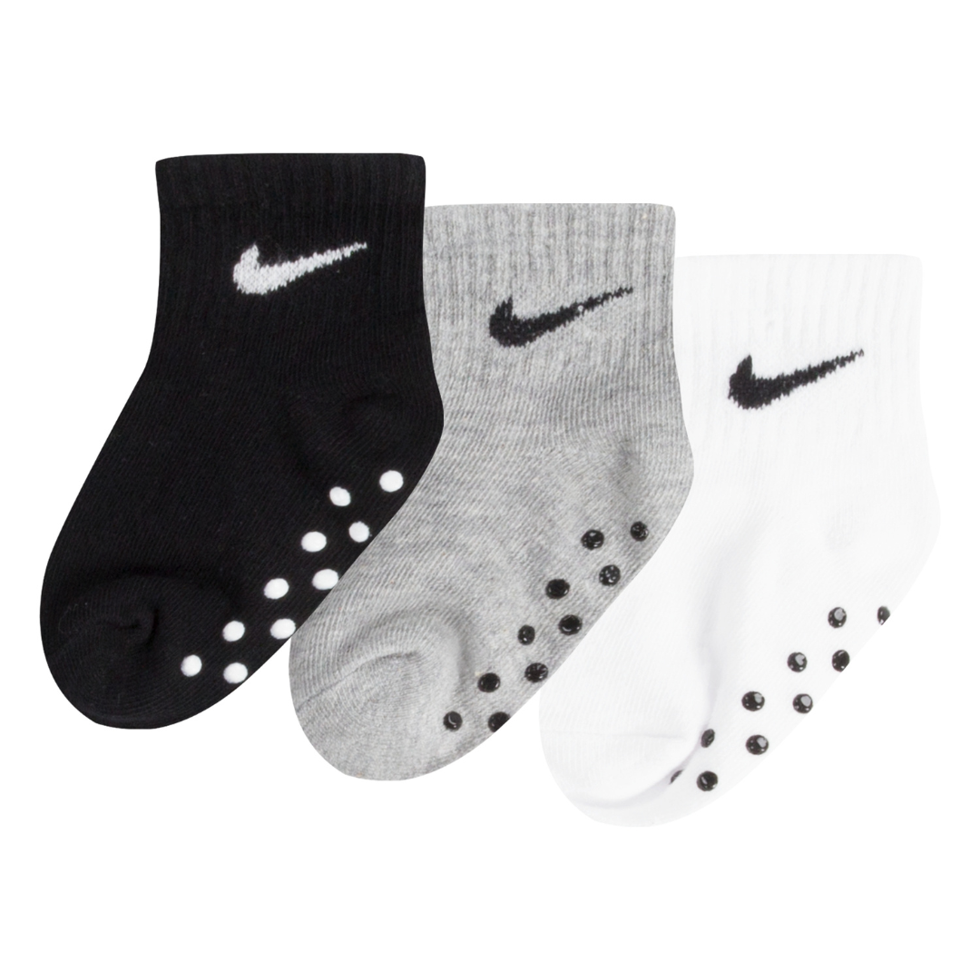 Nike Core Swoosh 3-Pack Gripper Quarter Socks (Infant)