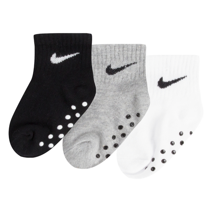 Nike Core Swoosh 3-Pack Gripper Quarter Socks (Infant)