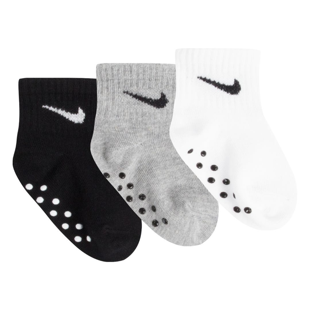 Nike Core Swoosh 3-Pack Gripper Quarter Socks (Infant)