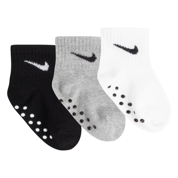 Nike Core Swoosh 3-Pack Gripper Quarter Socks (Infant)
