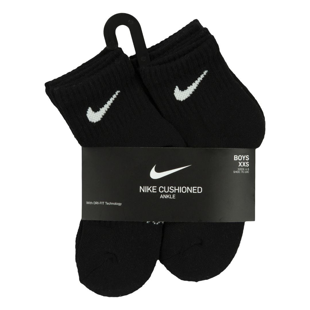 Nike Dri-Fit Performance Basic 6-Pack Quarter Socks Black (Little Kids)