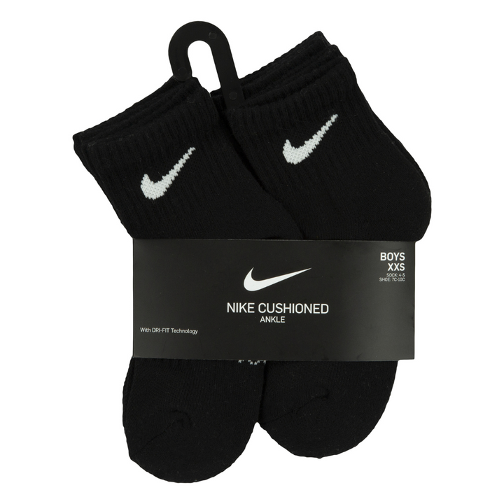 Nike Dri-Fit Performance Basic 6-Pack Quarter Socks Black (Little Kids)