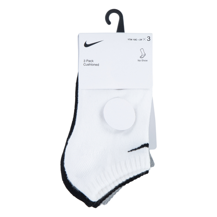 Nike 3-Pack No Show Sock White Dark Gray (Little Kids)